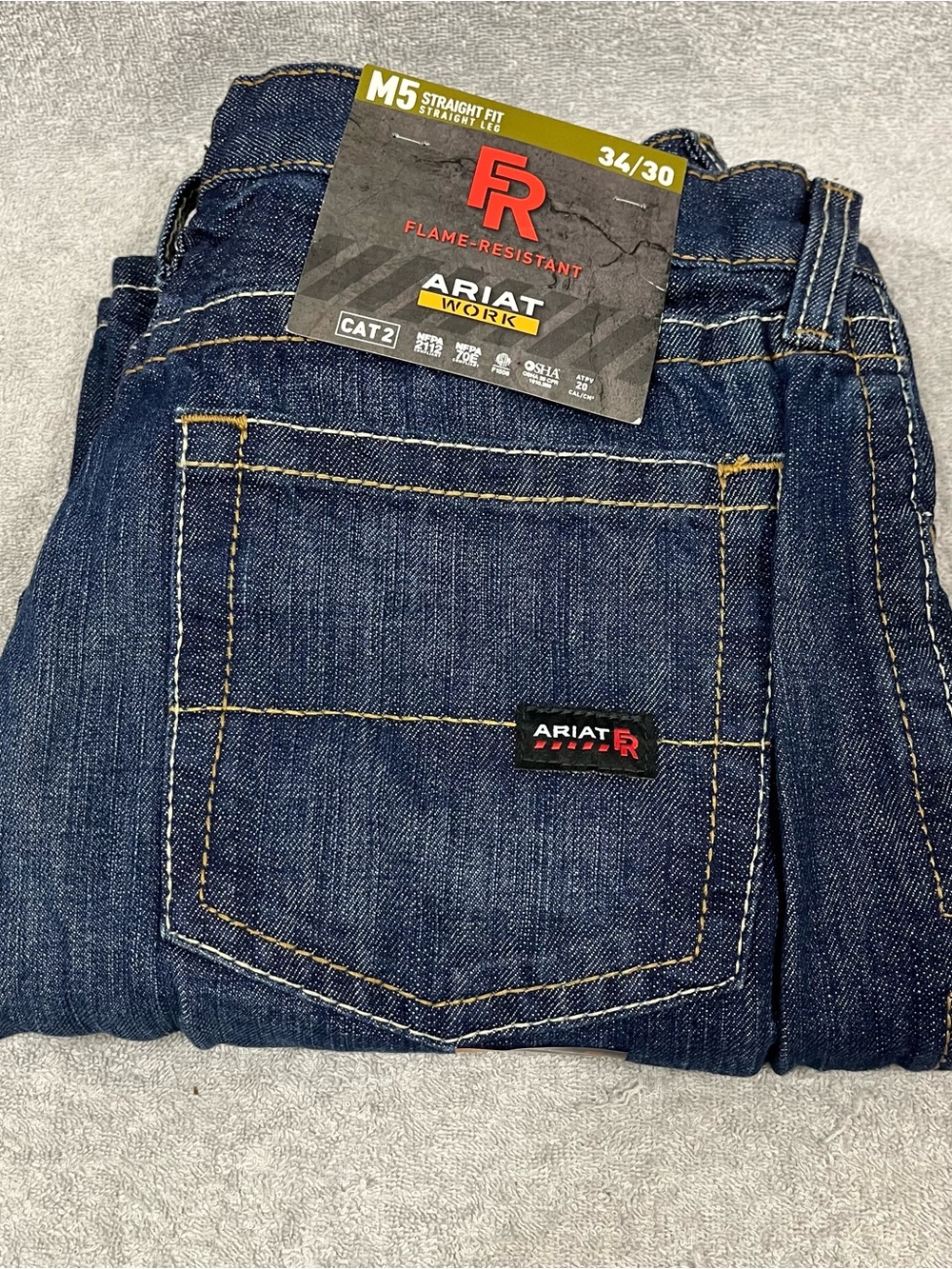 Ariat FR M5 Straight Fit Jeans Mens 34x30 Blue Straight Leg Flame Resistant NWT